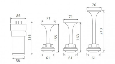 80KH/82KH COMPRESSOR AIR HORN W/THREE TRUMPETS