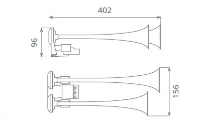 82DH AIR HORN WITH TWO METAL TRUMPETS