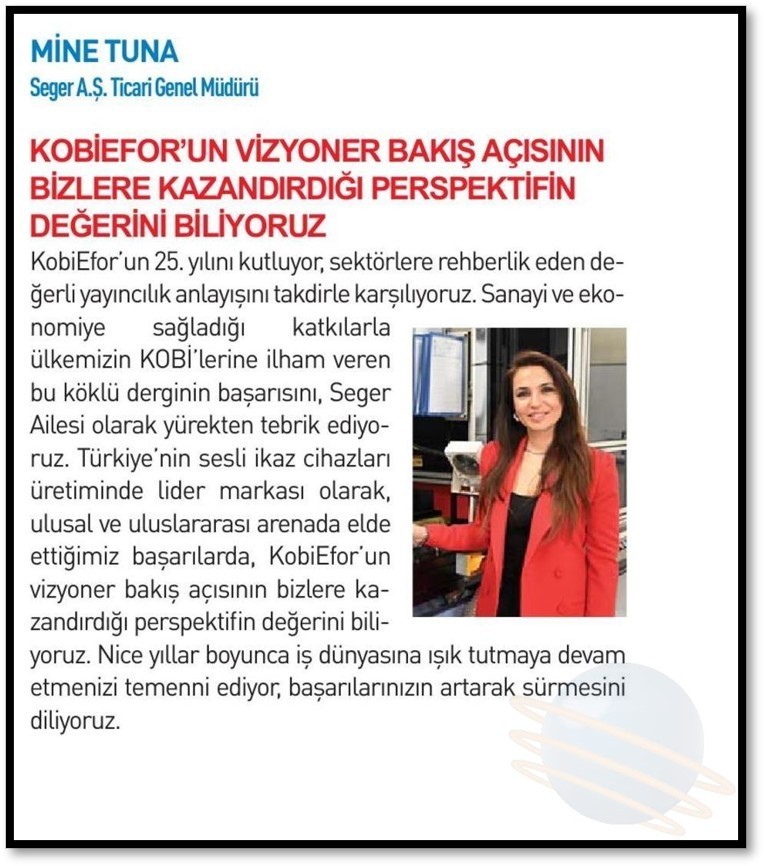 Mine TUNA - Seger A.Ş Ticari Genel Müdürü