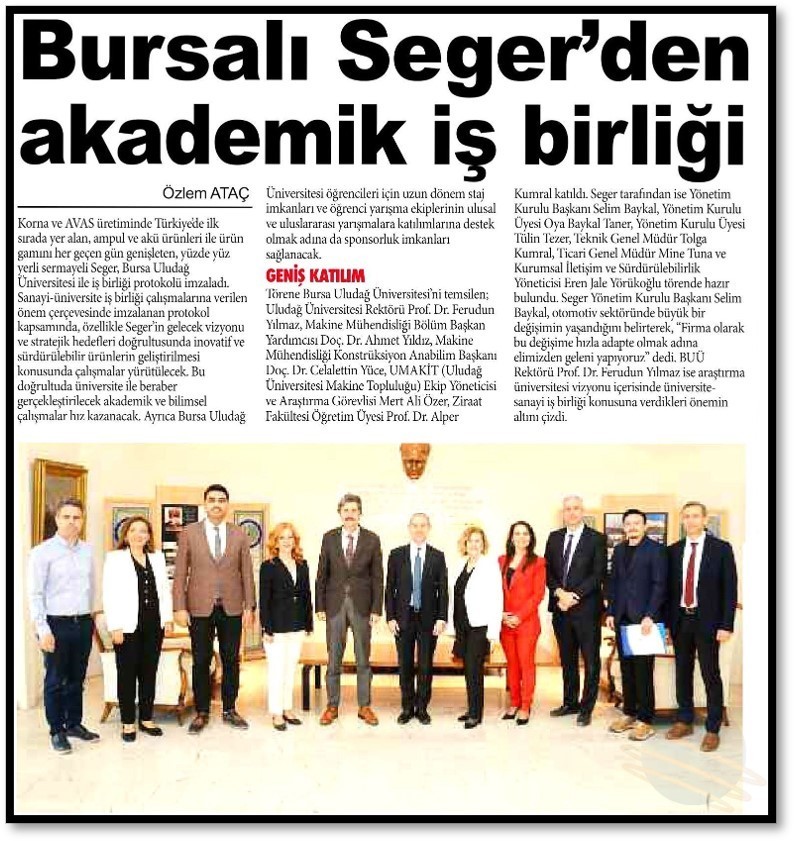 Bursa\'lı Seger\'den Akademik İşbirliği