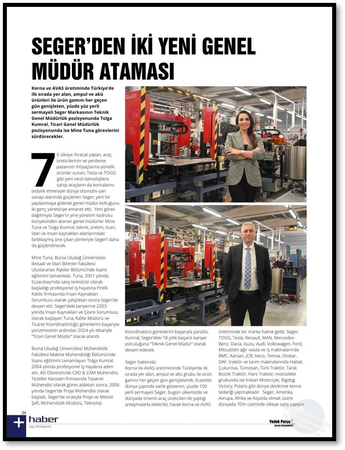 Seger\'den iki Yeni Genel Müdür Ataması