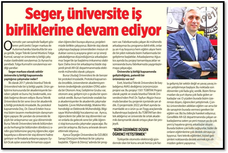 Seger Üniversite İşbirliklerine Devam Ediyor