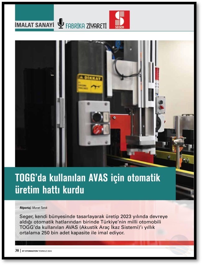 TOGG da kullanılan AVAS için Otomatik Üretim Hattı Kurdu