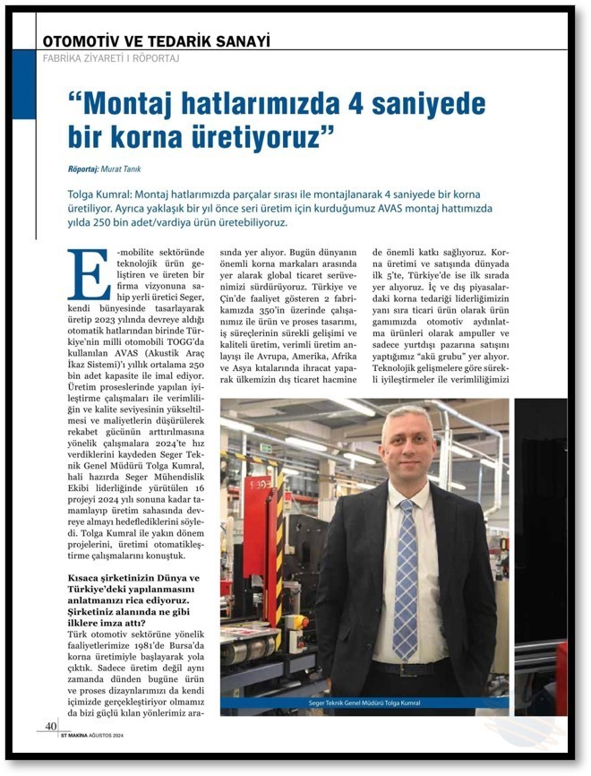 Montaj Hatlarımızda 4 saniyede bir korna üretiyoruz